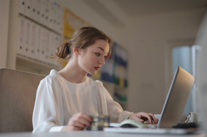 Woman Working on Her Laptop